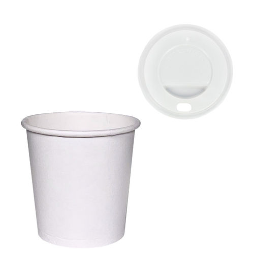 Verre en Carton Café Vending 110ml (4Oz) Blanc avec Couvercle Blanc “To Go” - Paquet 50 unités