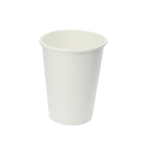 Vaso cartón blanco 360ml (12oz) con tapa para paja - Paquete 80 unidades