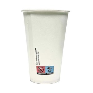 Vaso de Cartón Blanco 350 ml (12Oz) con Tapa Blanca "ToGo" - Caja completa de 1000 unidades